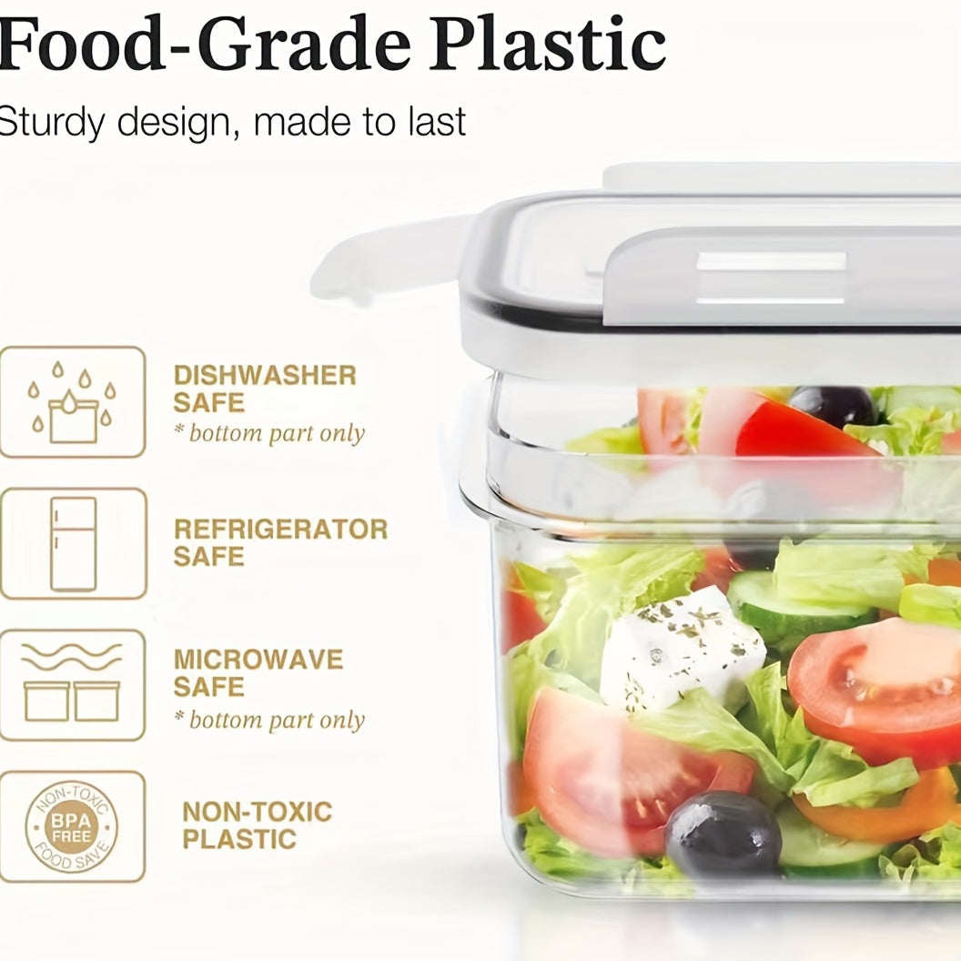 Food Storage Container Set with Lids - Multipurpose Square Plastic