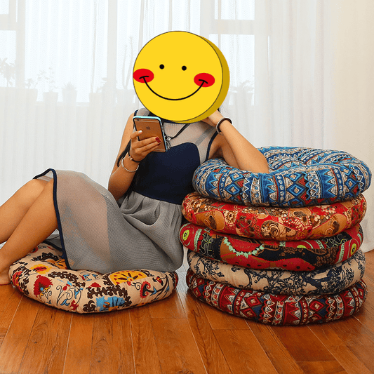 Boho Ethnic Yoga Cushion  Cotton Linen Floor Pillow