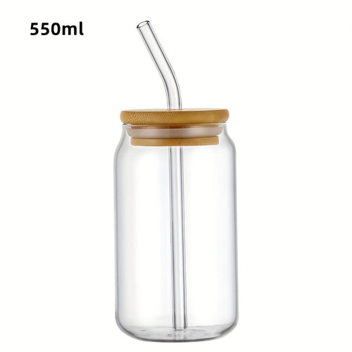 Versatile Glass Cup with Lid  Straw  350ml550ml