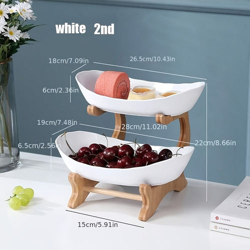 MultiLayer Bamboo Fruit Basket  Snack Tray Set