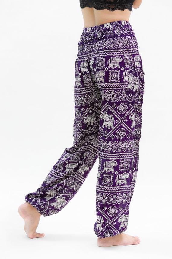 Purple Elephant Pants Harem Pants Boho Pants