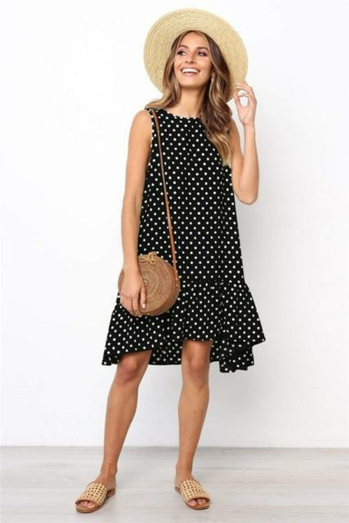 Beach Floral Printed Polka Dot Sundress