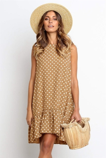 Beach Floral Printed Polka Dot Sundress