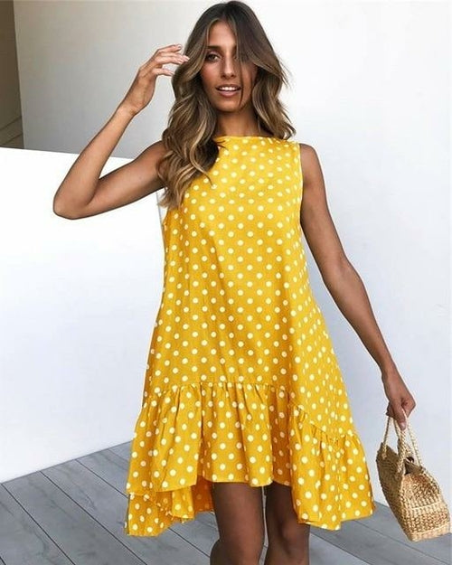 Beach Floral Printed Polka Dot Sundress