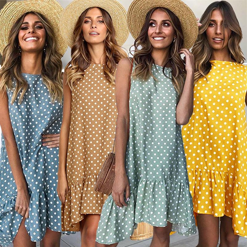 Beach Floral Printed Polka Dot Sundress