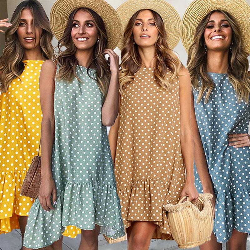 Beach Floral Printed Polka Dot Sundress