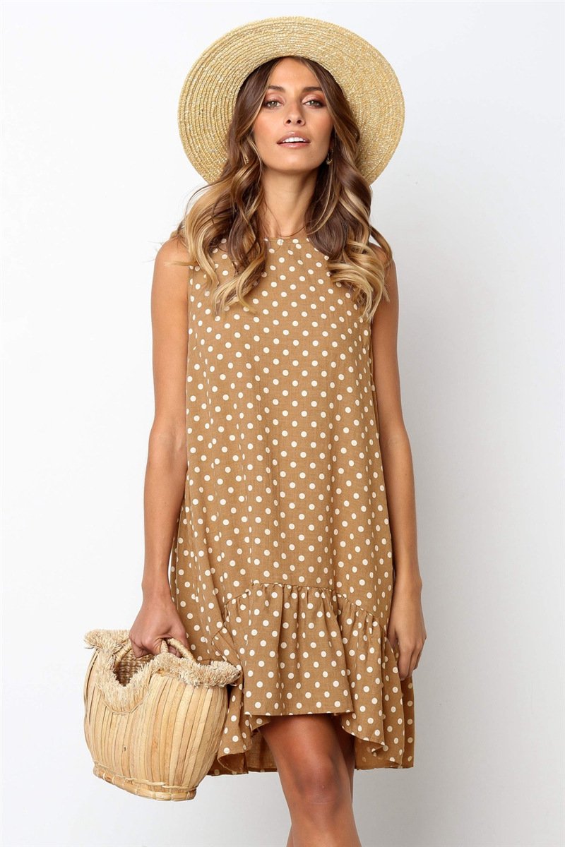 Beach Floral Printed Polka Dot Sundress