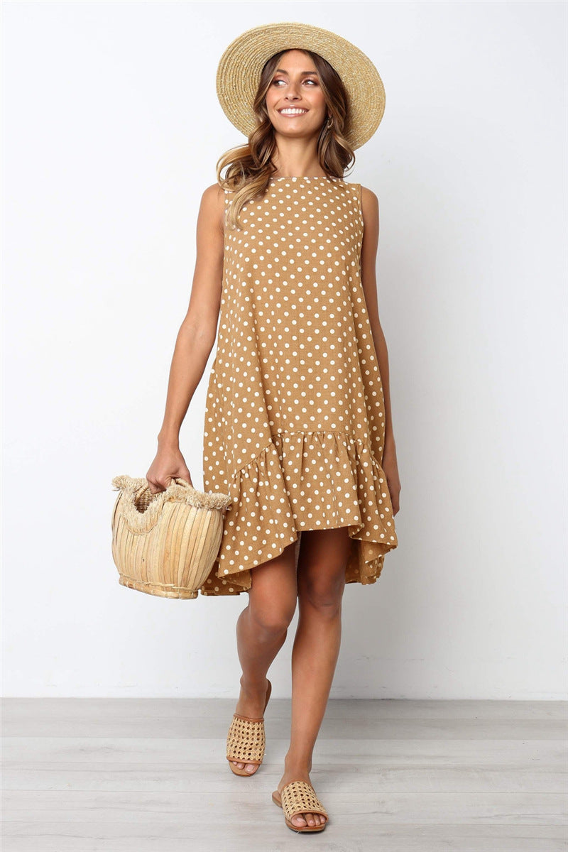 Beach Floral Printed Polka Dot Sundress