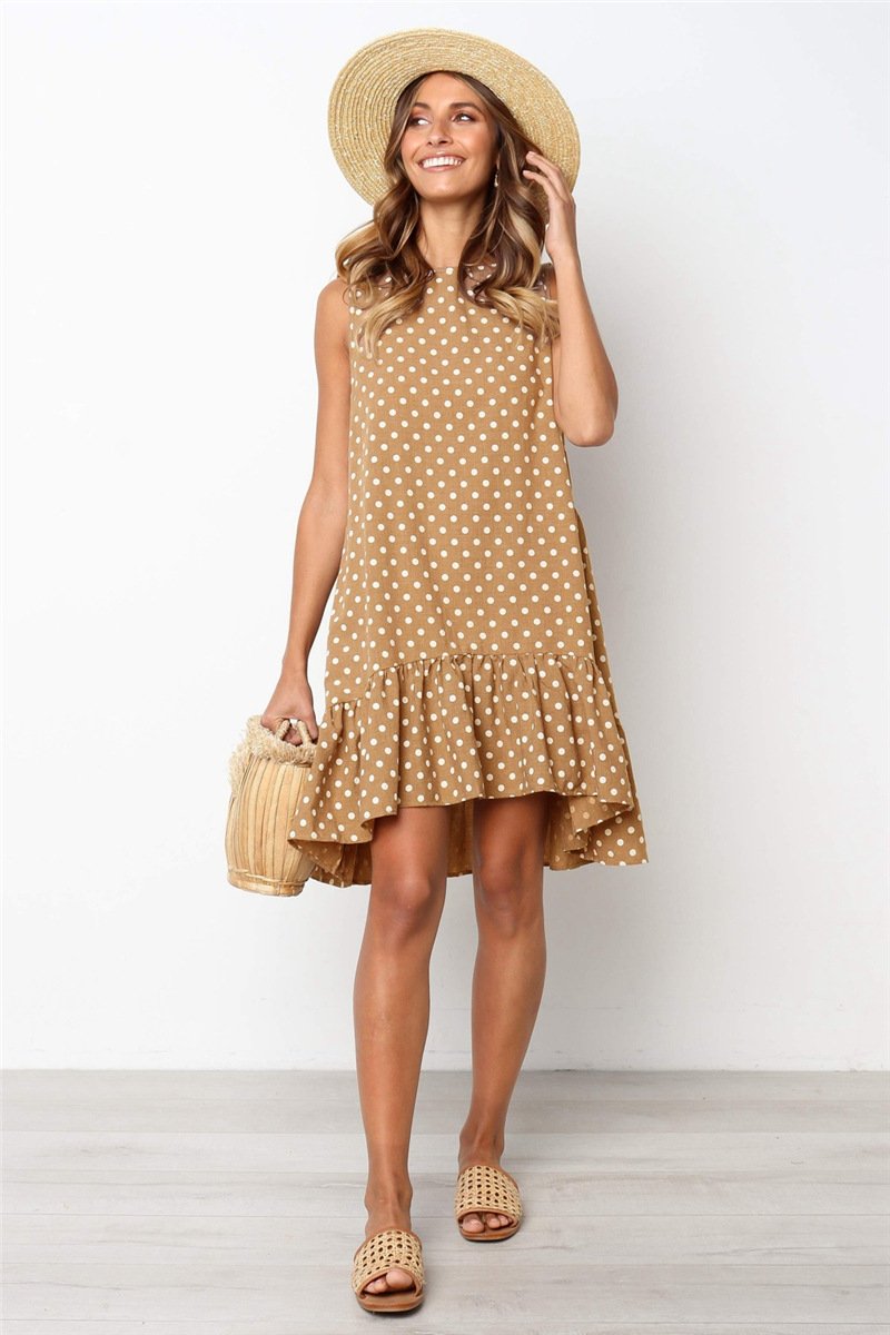 Beach Floral Printed Polka Dot Sundress