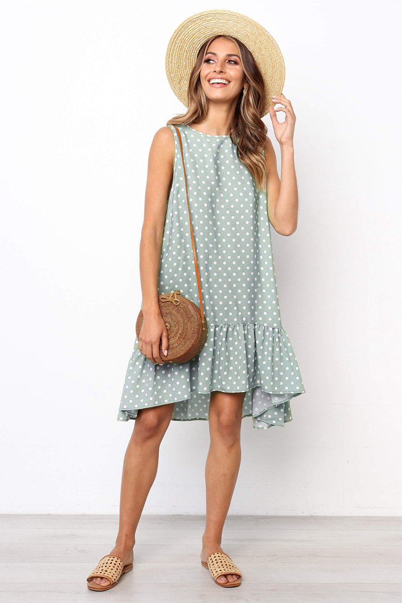 Beach Floral Printed Polka Dot Sundress