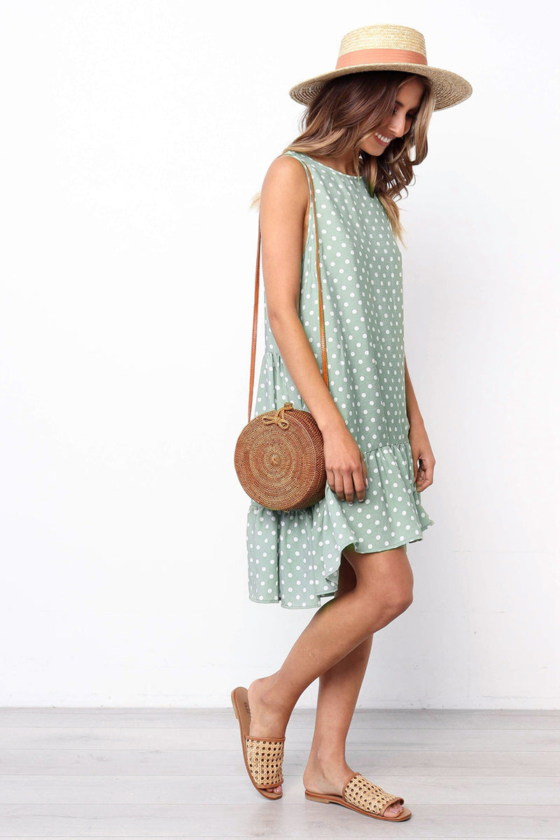 Beach Floral Printed Polka Dot Sundress