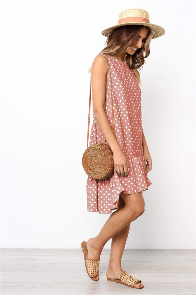 Beach Floral Printed Polka Dot Sundress