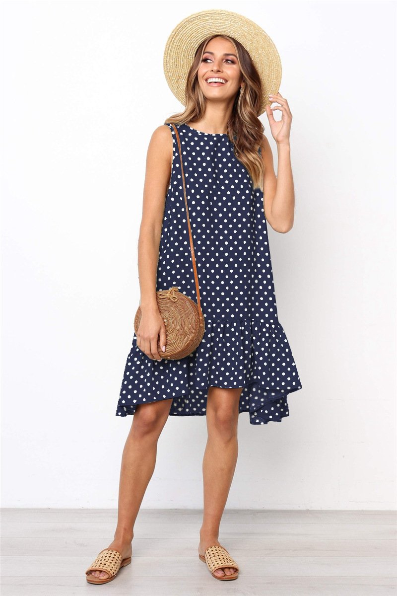 Beach Floral Printed Polka Dot Sundress