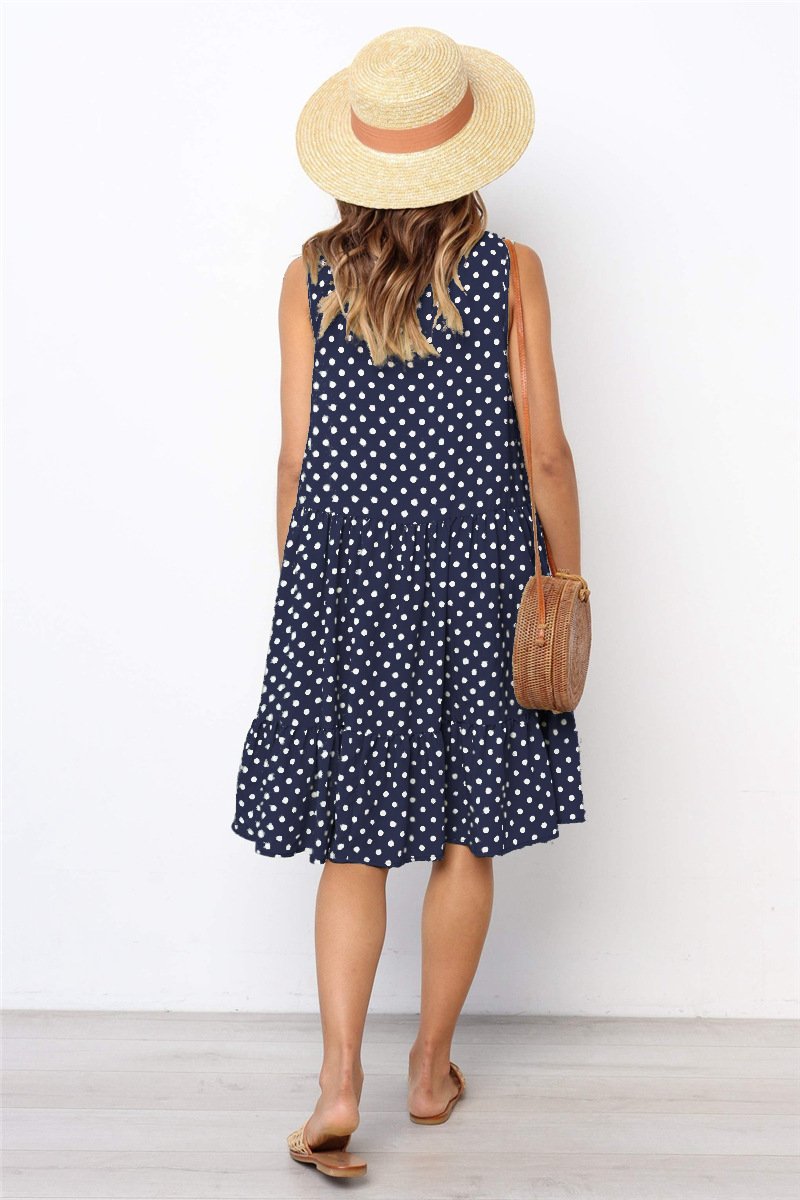 Beach Floral Printed Polka Dot Sundress