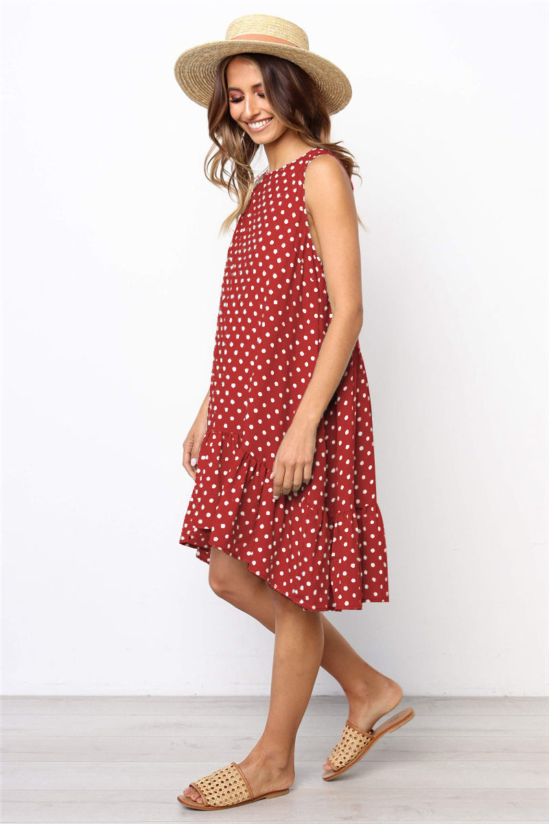 Beach Floral Printed Polka Dot Sundress