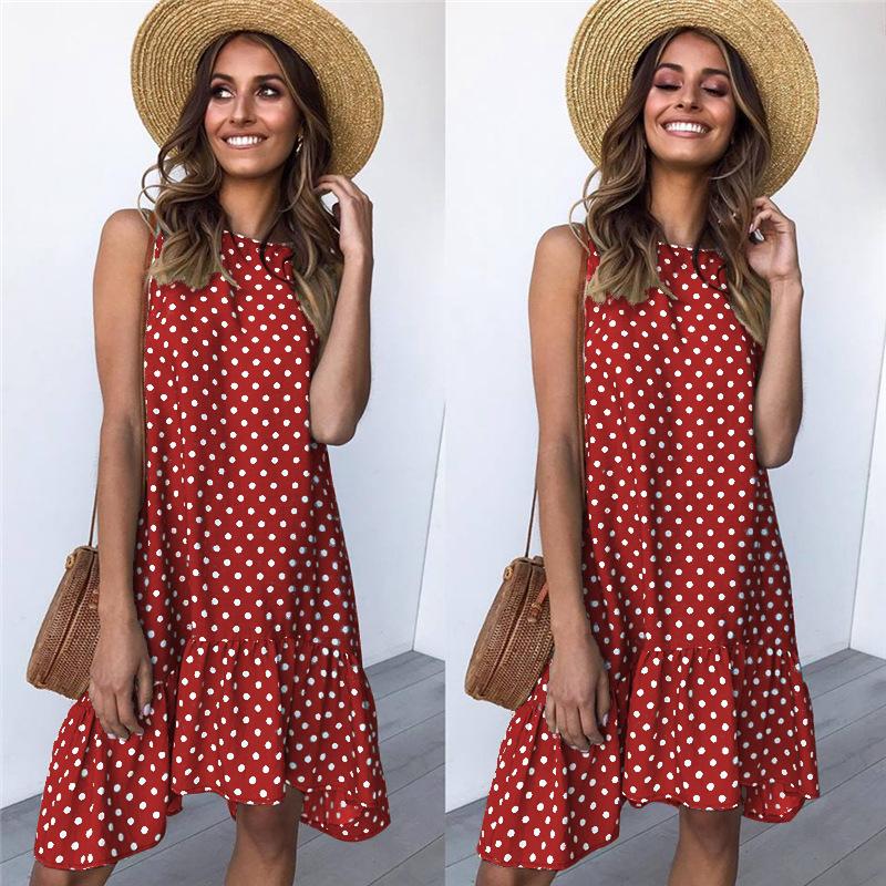 Beach Floral Printed Polka Dot Sundress